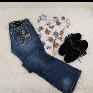 Miss Me Stars & Stripes Bling Denim Jeans Size 29